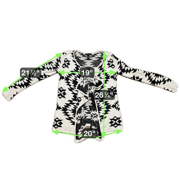 Womens Waterfall Cardigan M Black Aztec Dutton Boho Western Southwestern Sequins - Picture 11 of 11